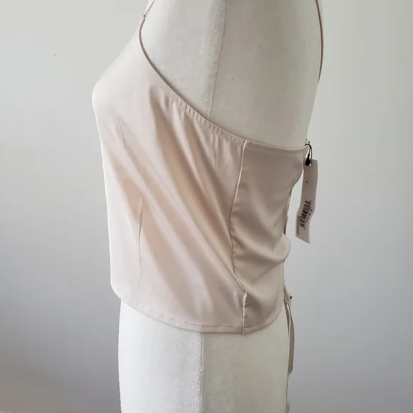 Leonni Haan Fitted Strappy Halter Corset Crop Top - Picture 8 of 13